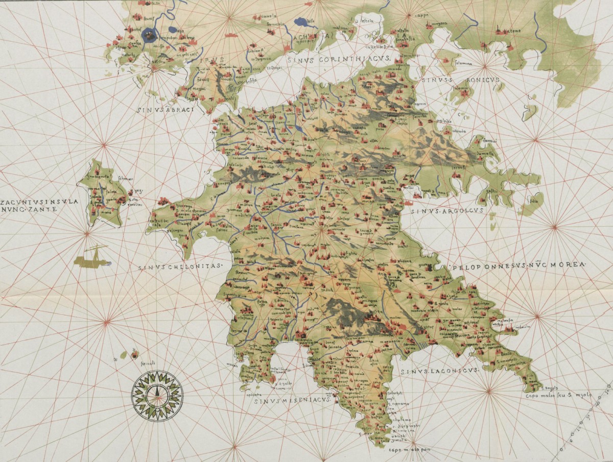 Η Πελοπόννησος σε παλιό ενετικό χάρτη. 