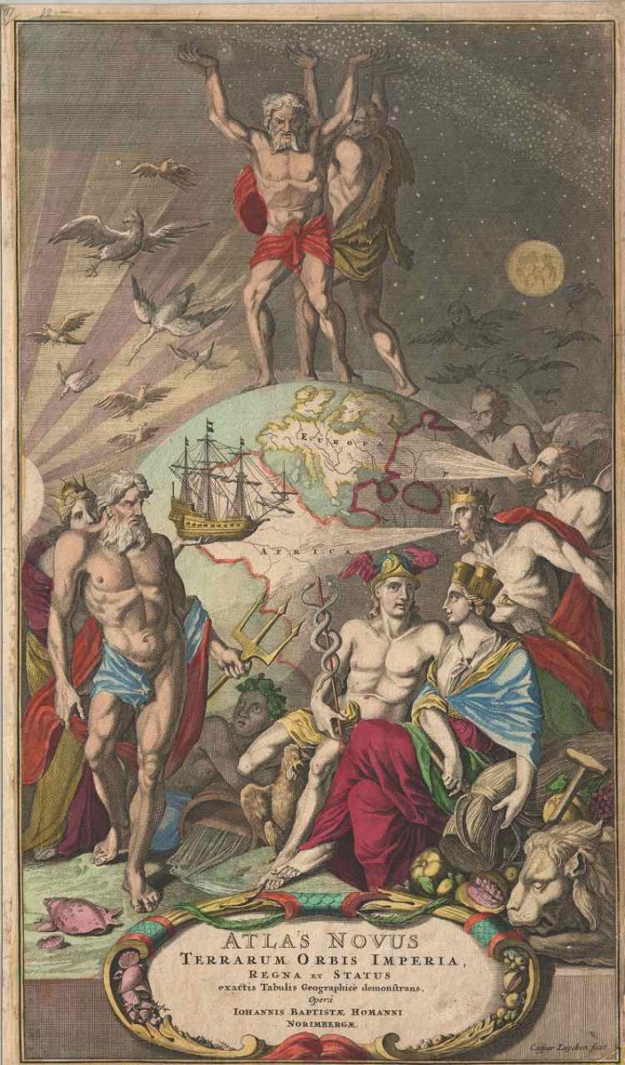 Johann Baptist Homann (1664-1724), «Atlas Novus», Νυρεμβέργη, 1710, επιχρωματισμένη χαλκογραφία, 48x28 εκ. Συλλογή Π.Ν. Σουκάκου.