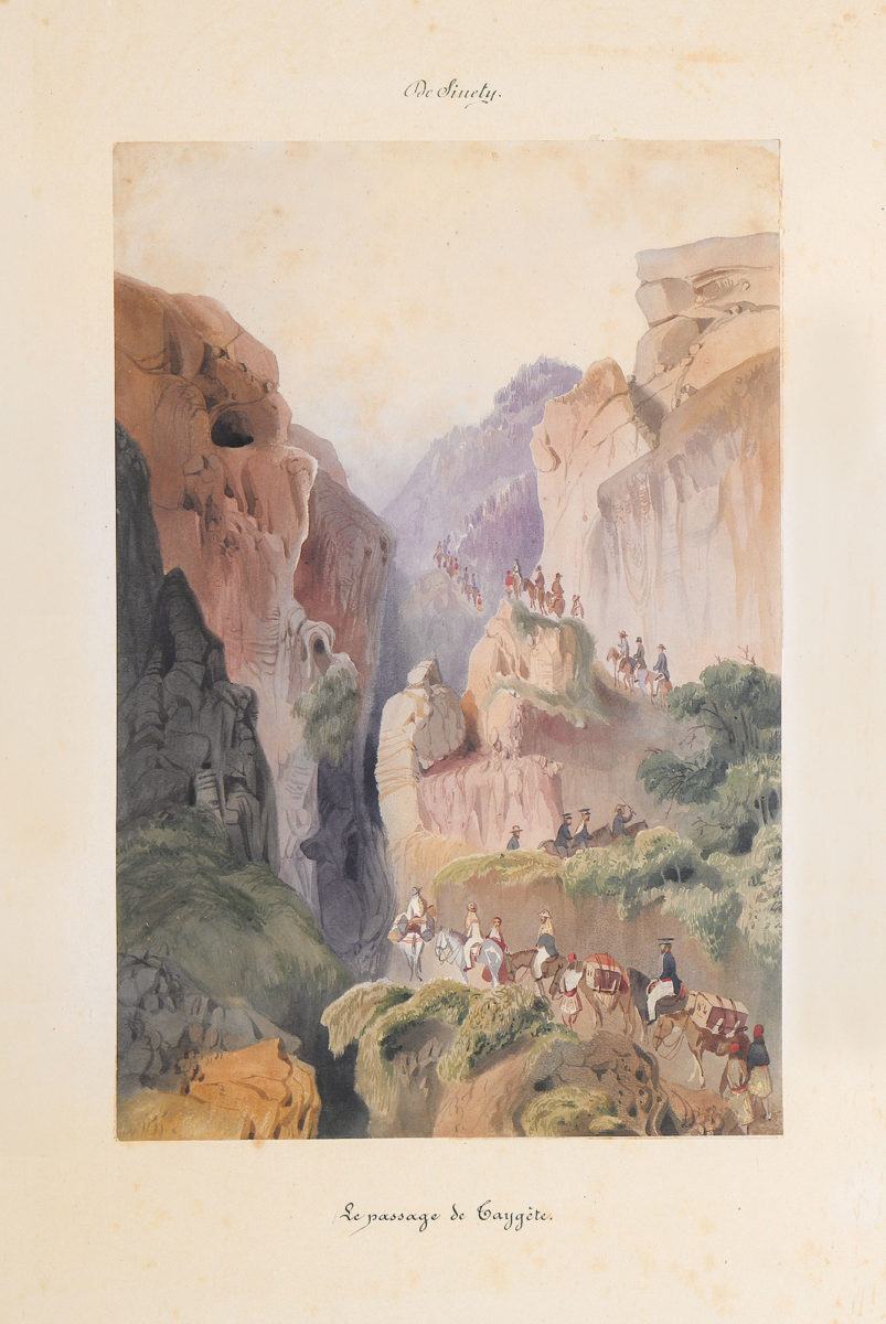 Jules M. V. vicomte de Sinety, Ανάβαση στον Ταϋγετο, υδατογραφία, 1845. Μουσείο Μπενάκη – Συλλογή Ευστάθιου Φινόπουλου.