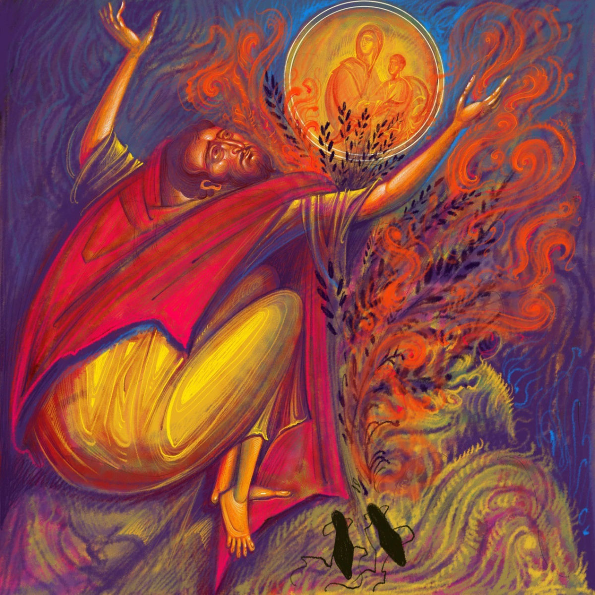 Γιώργος Κόρδης, «Ο Προφήτης Μωυσής προ της φλεγόμενης Βάτου». Ψηφιακή ζωγραφική, 1/5, Giclee Print. 
