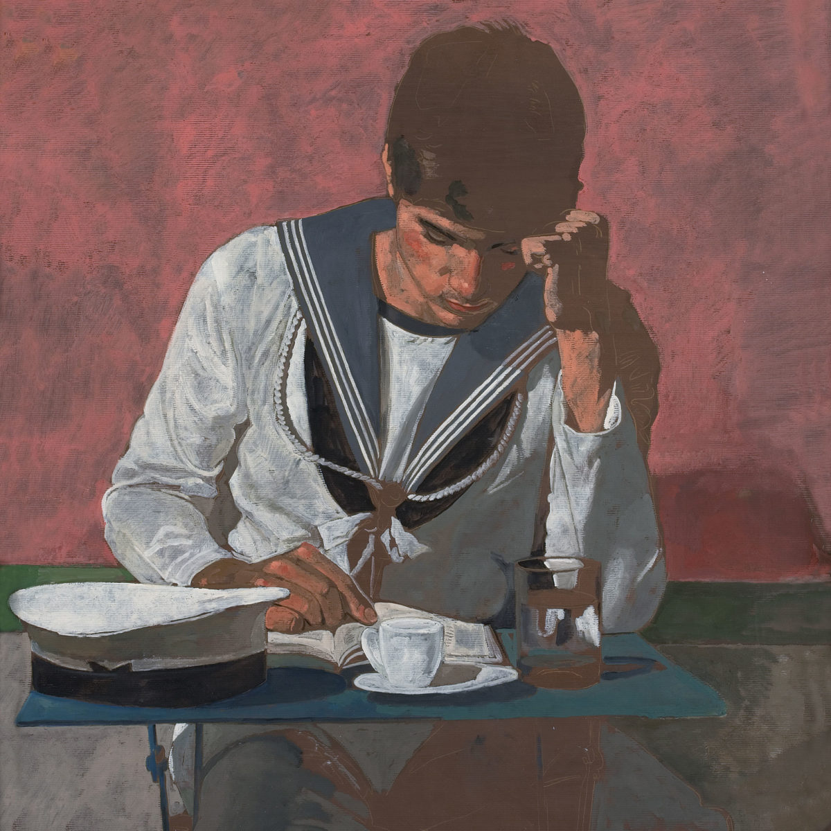 Γιάννης Τσαρούχης, «Ο Ναύτης που διαβάζει», 1981. Λάδι σε χαρτί kraft, 93x80 εκ. Ίδρυμα Γιάννη Τσαρούχη, αρ. ευρ. 1596.