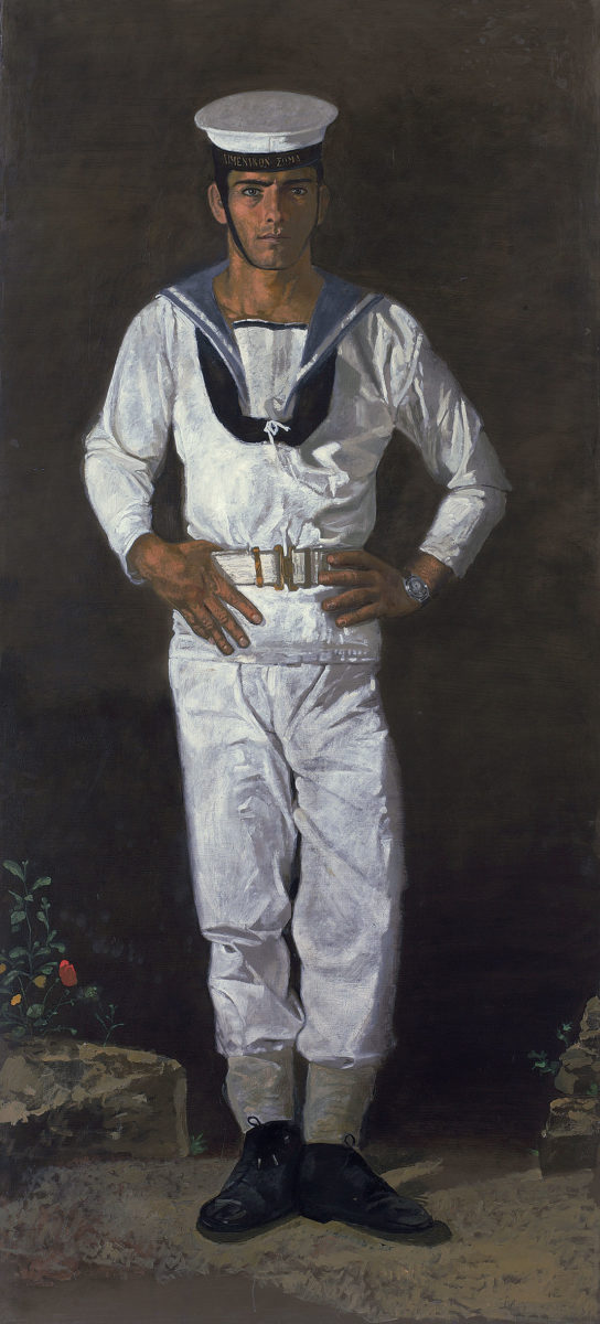 Γιάννης Τσαρούχης, «Ναύτης στον ήλιο», 1968-1970. Λάδι σε πανί, 223,5x104 εκ. Ίδρυμα Γιάννη Τσαρούχη, αρ. ευρ. 591.