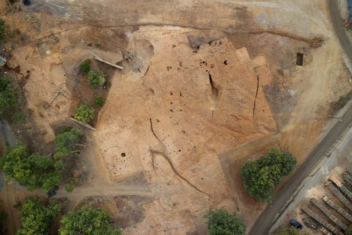 Αεροφωτογραφία της ανασκαφής στη θέση «Σκουριές» (φωτ. ΑΠΕ-ΜΠΕ).