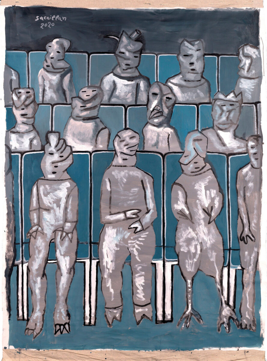 Εδουάρδος Σακαγιάν, «Θεατές», 2020, 205x150 εκ., βινυλικά σε πανί.