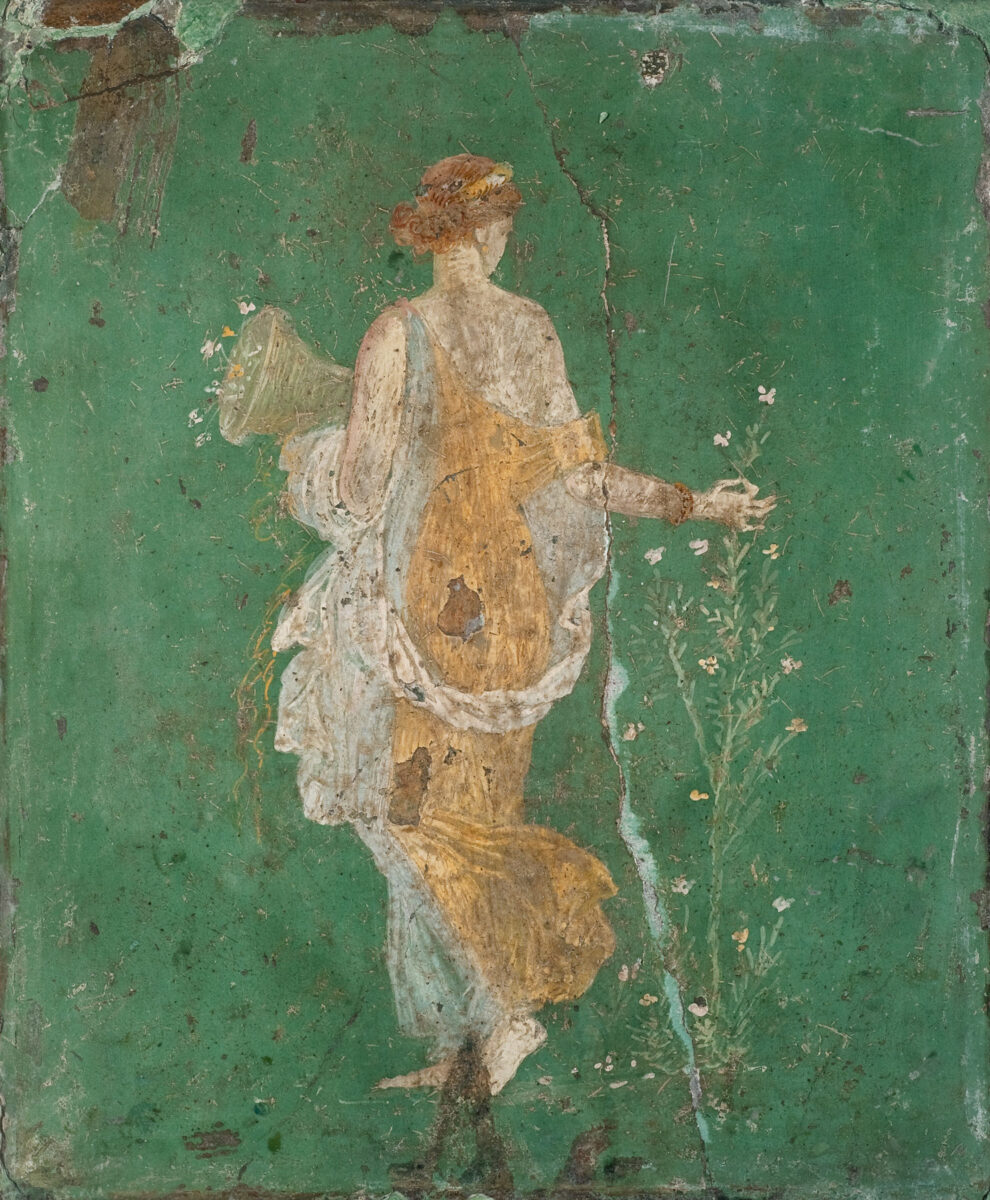 Η «Φλώρα». Τμήμα τοιχογραφίας με προσωποποίηση της Άνοιξης. Α’ μισό 1ου αι. μ.Χ. Museo Archeologico Nazionale di Napoli.