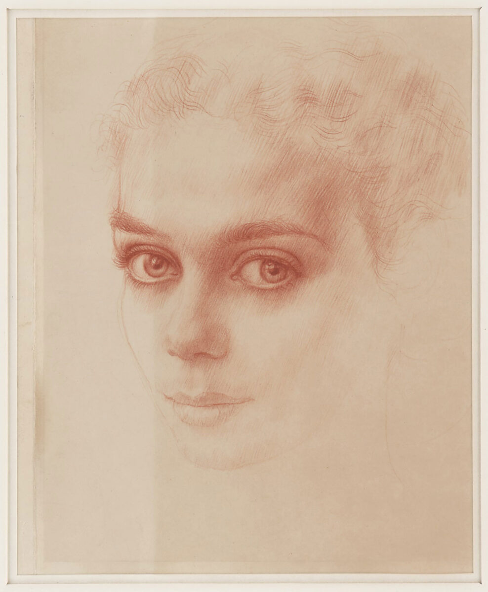 Nicholas Egon, «Πορτρέτο μιας κυρίας», αιματίτης σε χαρτί, 27,5x22,5 εκ. Πηγή εικόνας: Τελλόγλειο Ίδρυμα Τεχνών ΑΠΘ.