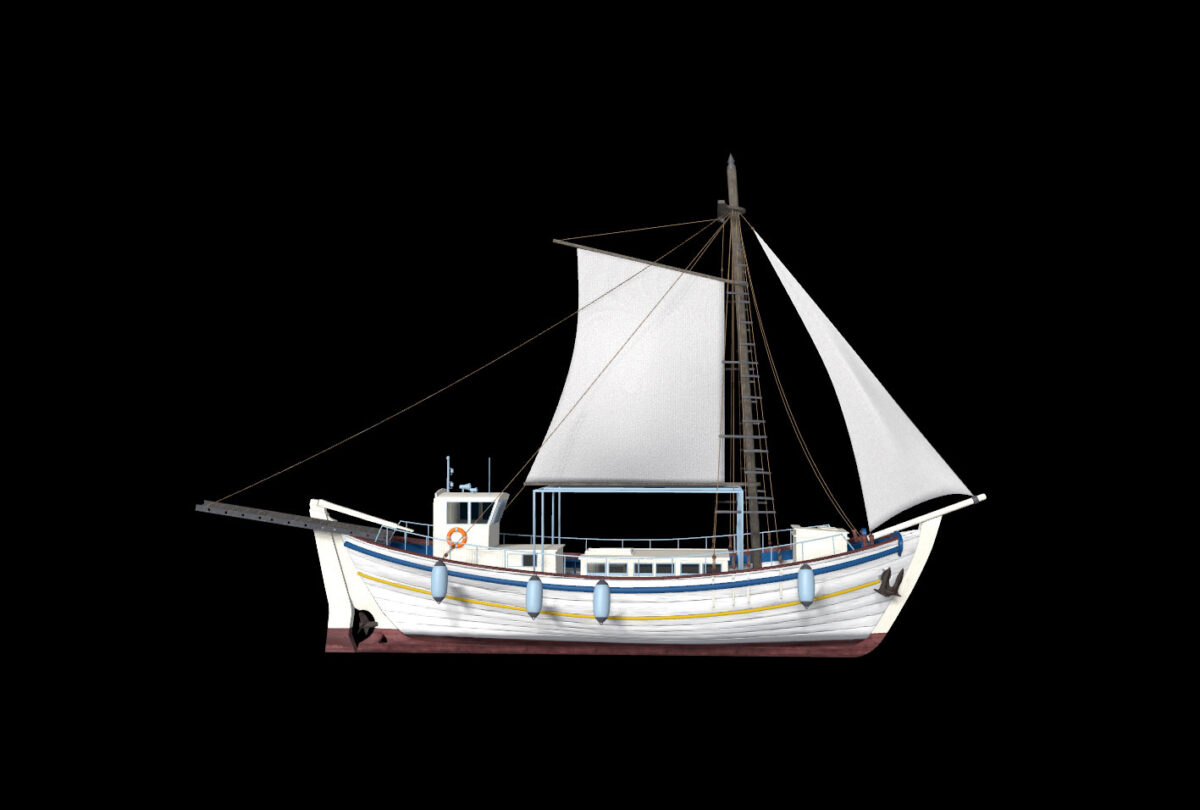 Το σκάφος «Ευαγγελίστρια». Από την εφαρμογή του Ιδρύματος Αικατερίνης Λασκαρίδη.