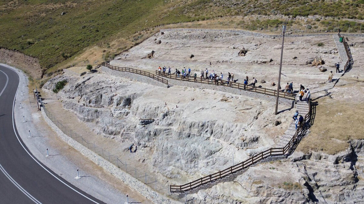 Πάρκο απολιθωμάτων κατά μήκος του νέου οδικού άξονα Καλλονής-Σιγρίου. Πηγή εικόνας: ΑΠΕ-ΜΠΕ.